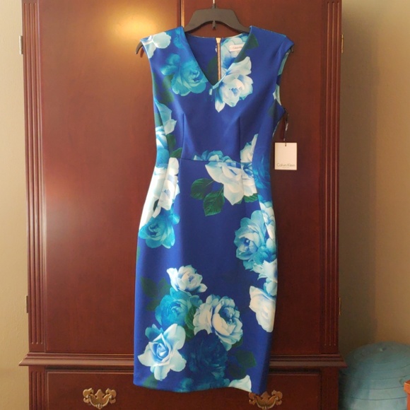 calvin klein v neck sheath dress